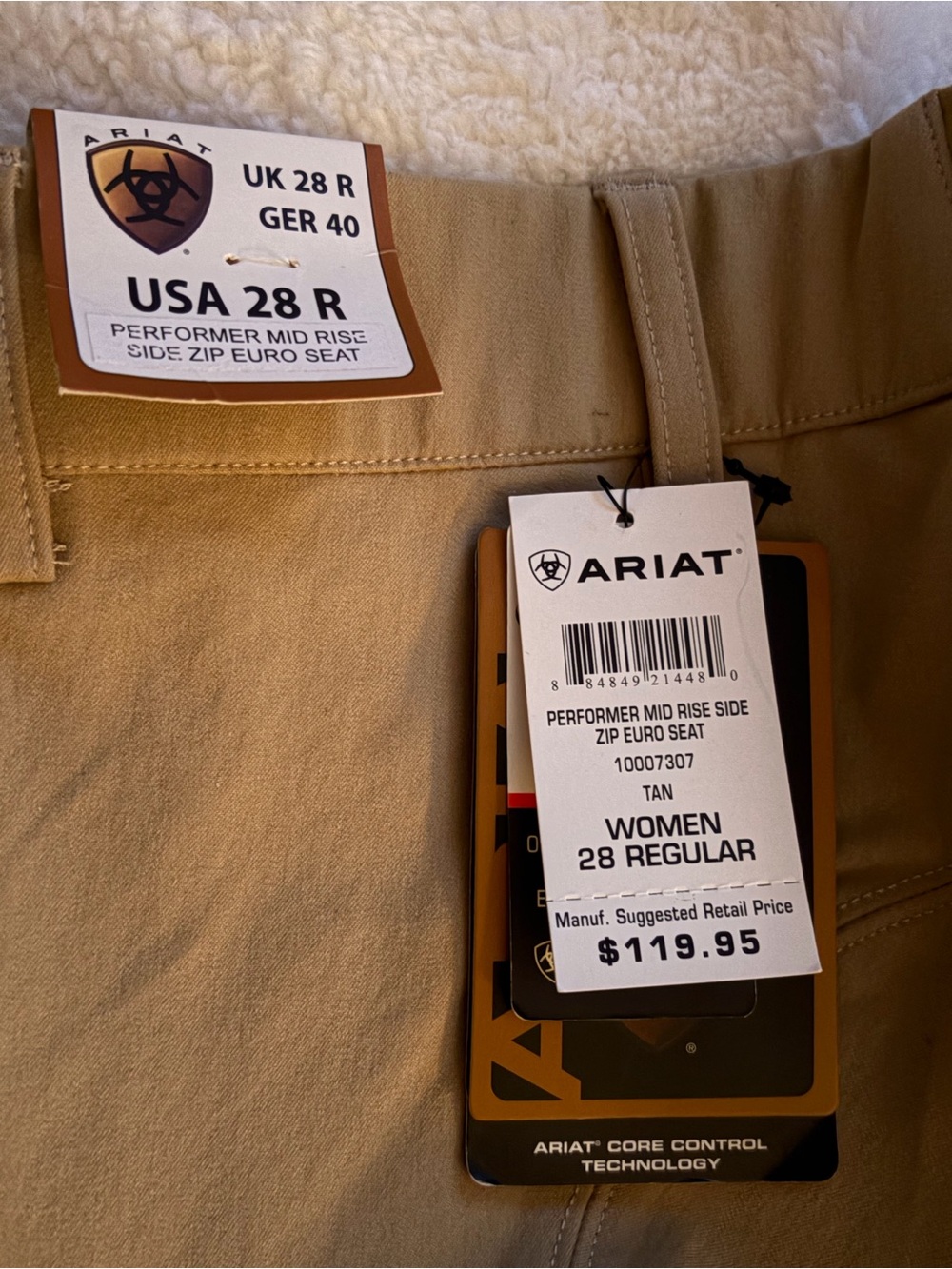 Ariat Tan Performance riding breeches.